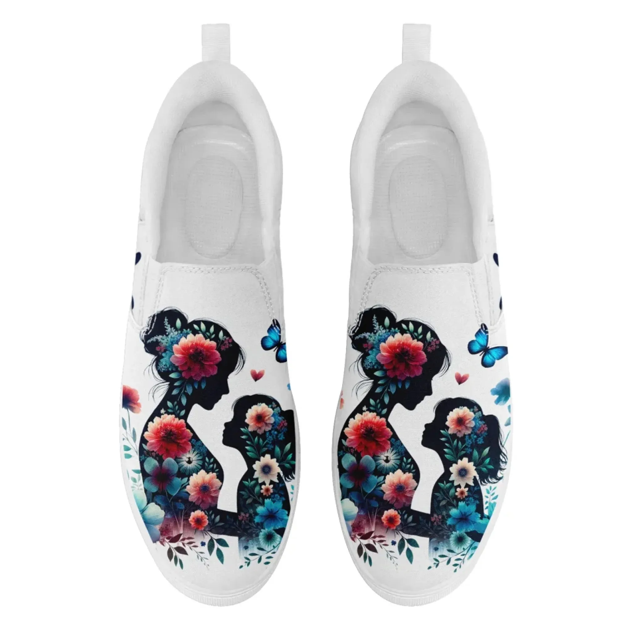 Personalized Mother's Day Sneakers, Custom Floral Design Shoes, Canvas Slip On Shoes