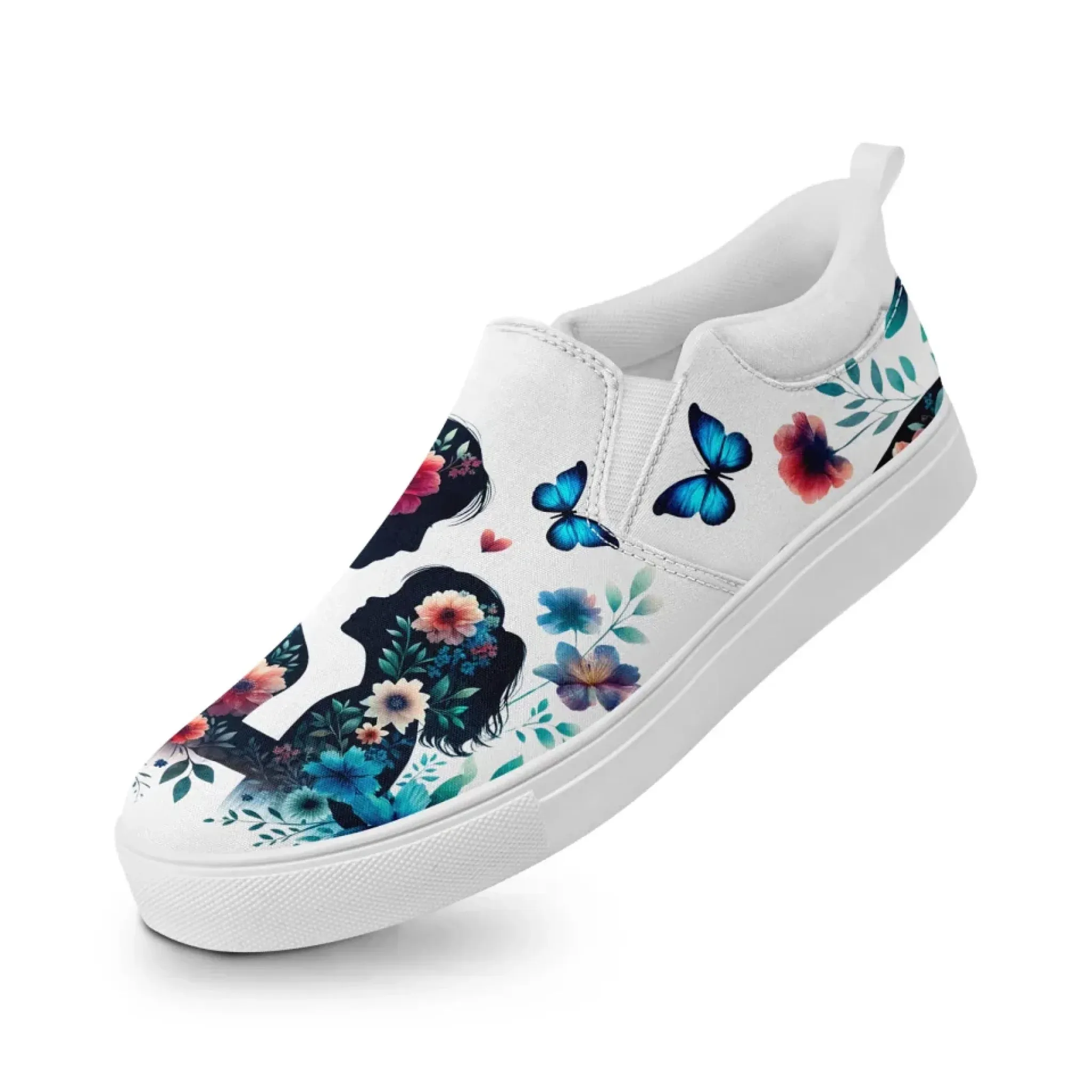 Personalized Mother's Day Sneakers, Custom Floral Design Shoes, Canvas Slip On Shoes