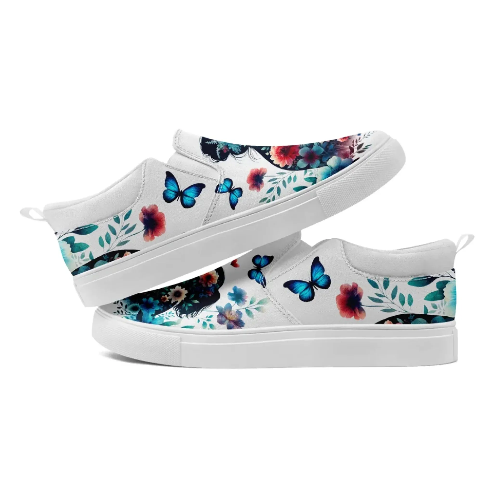 Personalized Mother's Day Sneakers, Custom Floral Design Shoes, Canvas Slip On Shoes