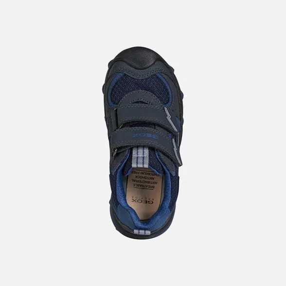 SALE Geox J Buller Navy Velcro Runing Sneaker