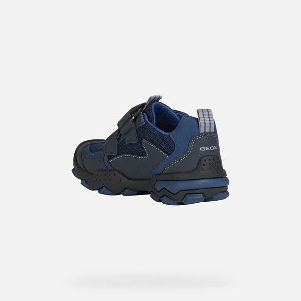 SALE Geox J Buller Navy Velcro Runing Sneaker