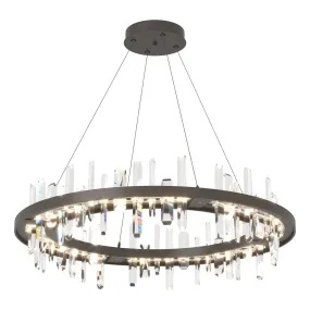 Solitude Circular LED Pendant Crystal LED in Dark Smoke