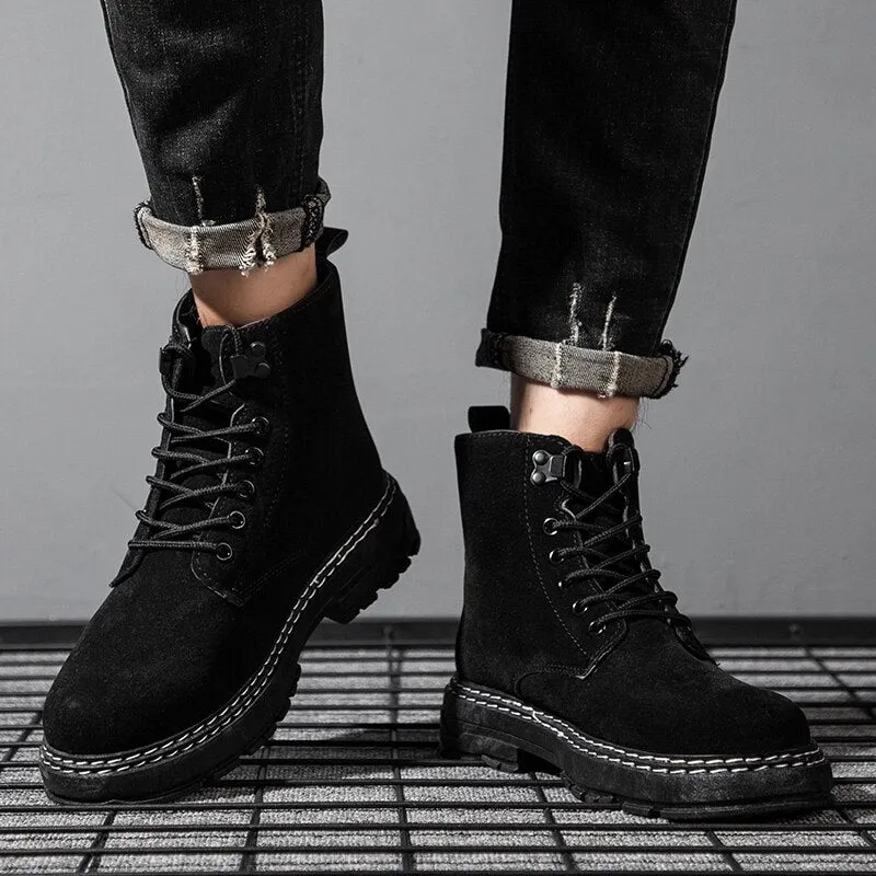 Spring & Autumn Men Boots Split Leather Men Casual Fahsion Ankle Boots Outdoor Comfortable Men Warm Boots For Men Shoes