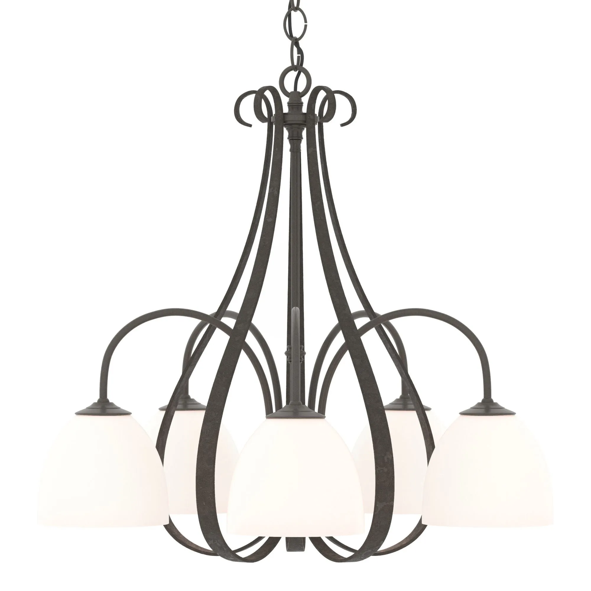 Sweeping Taper 5 Arm Chandelier 5-Light Opal Glass (GG) in Dark Smoke