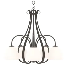 Sweeping Taper 5 Arm Chandelier 5-Light Opal Glass (GG) in Dark Smoke