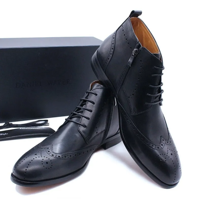 The Fazona2 - Luxury Brogue Leather Ankle Boots For Men