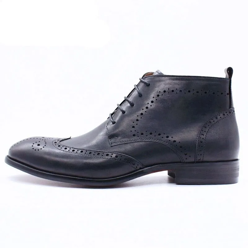 The Fazona2 - Luxury Brogue Leather Ankle Boots For Men