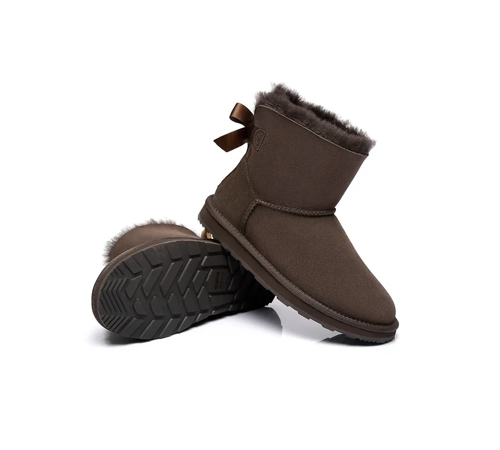 Urban UGG® Women Double faced Sheepskin Wool Boots Mini Back Bow