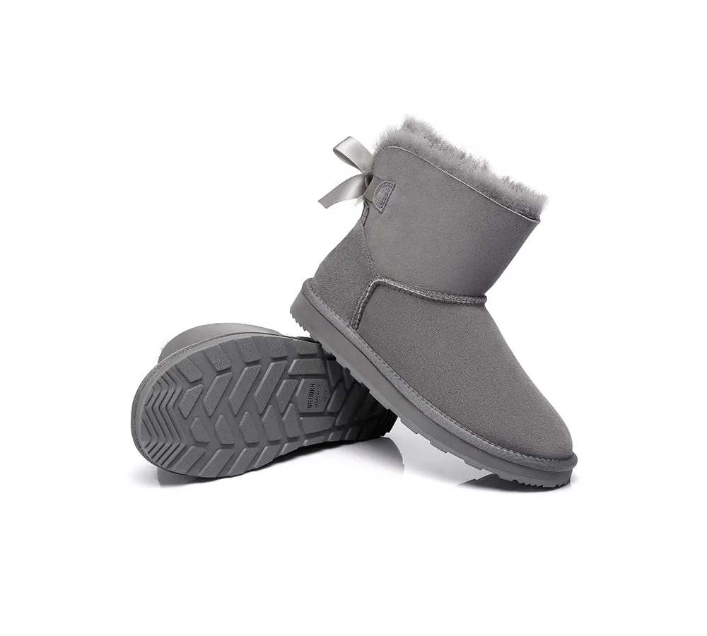 Urban UGG® Women Double faced Sheepskin Wool Boots Mini Back Bow