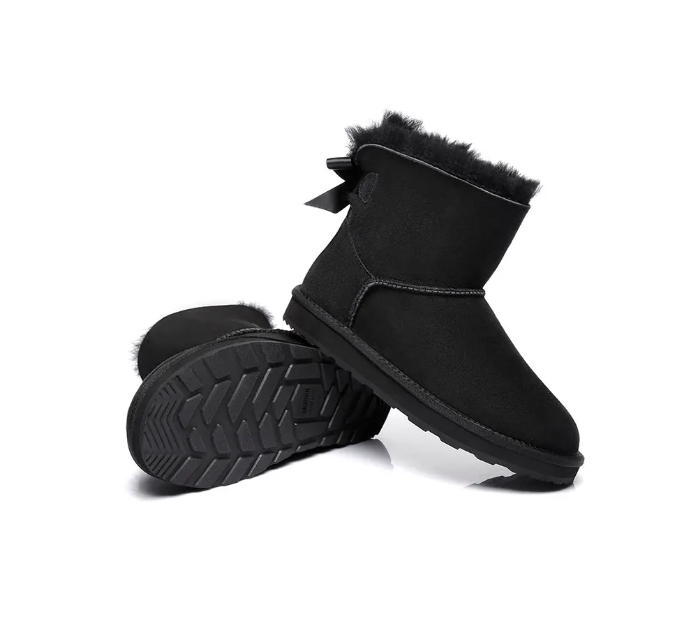 Urban UGG® Women Double faced Sheepskin Wool Boots Mini Back Bow