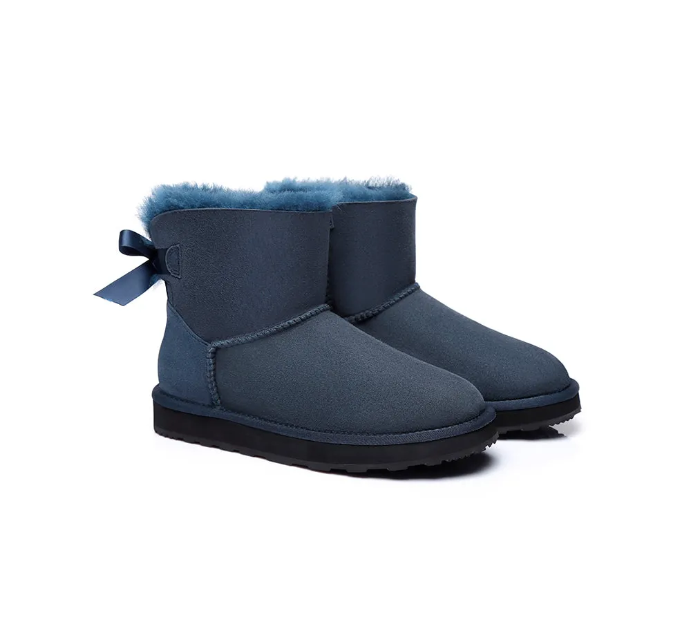 Urban UGG® Women Double faced Sheepskin Wool Boots Mini Back Bow