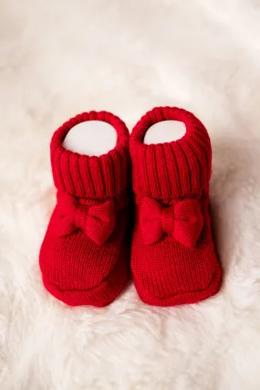 Virgin Merino Wool Booties - Scarlet Red