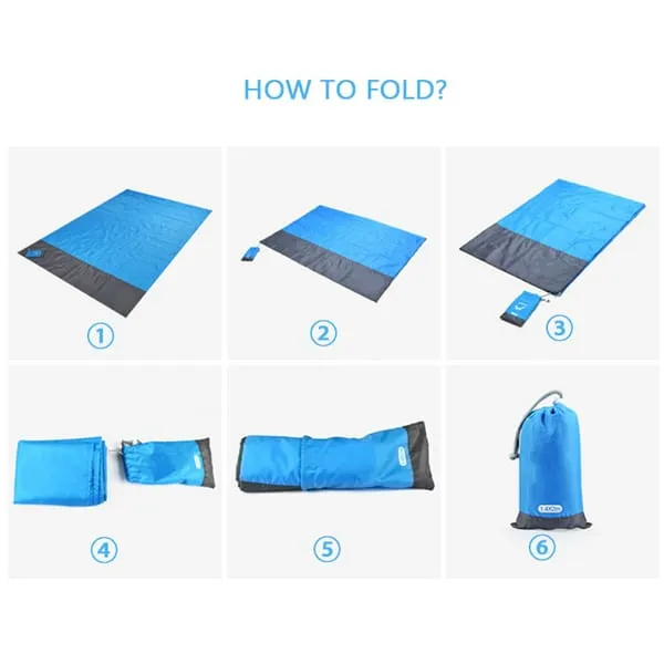 Waterproof Beach Mat - Big & Compact Sand Free Mat Quick Drying, Lightweight & Durable