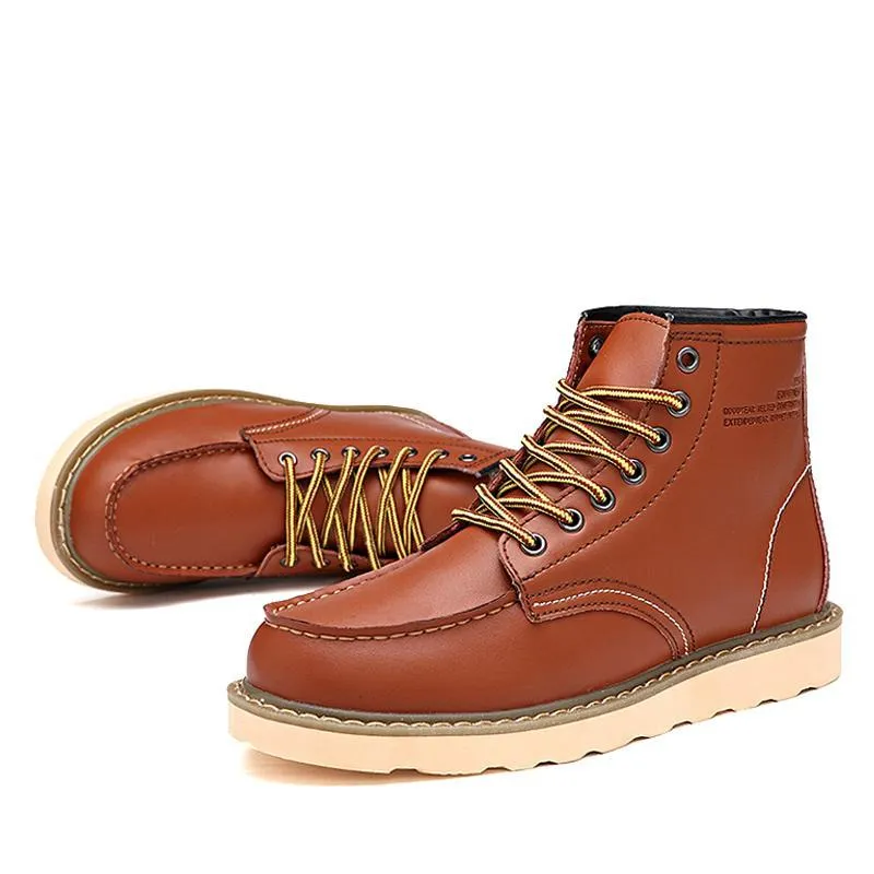 Waterproof Men's Ankle Boots Winter Keep Warm Boots Fashion Snow Fur Boots Mens Shoes Western Motorcycle Boots