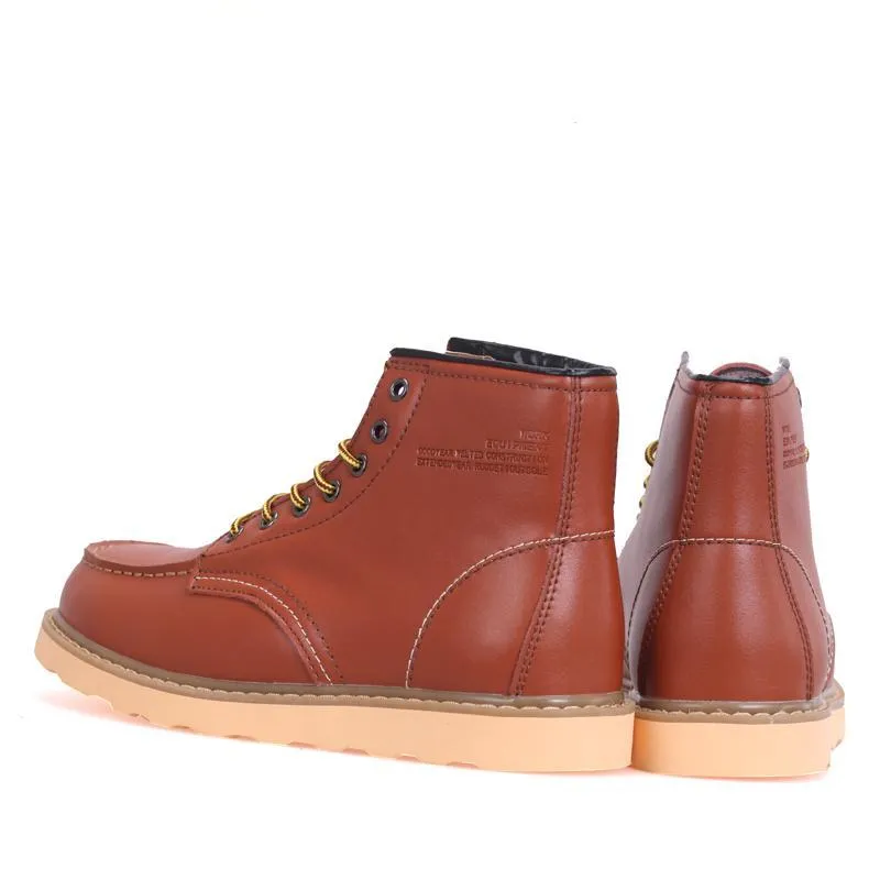 Waterproof Men's Ankle Boots Winter Keep Warm Boots Fashion Snow Fur Boots Mens Shoes Western Motorcycle Boots
