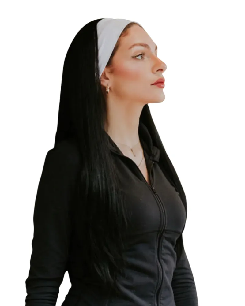 White Dri Fit Ribbed Non Slip Headband