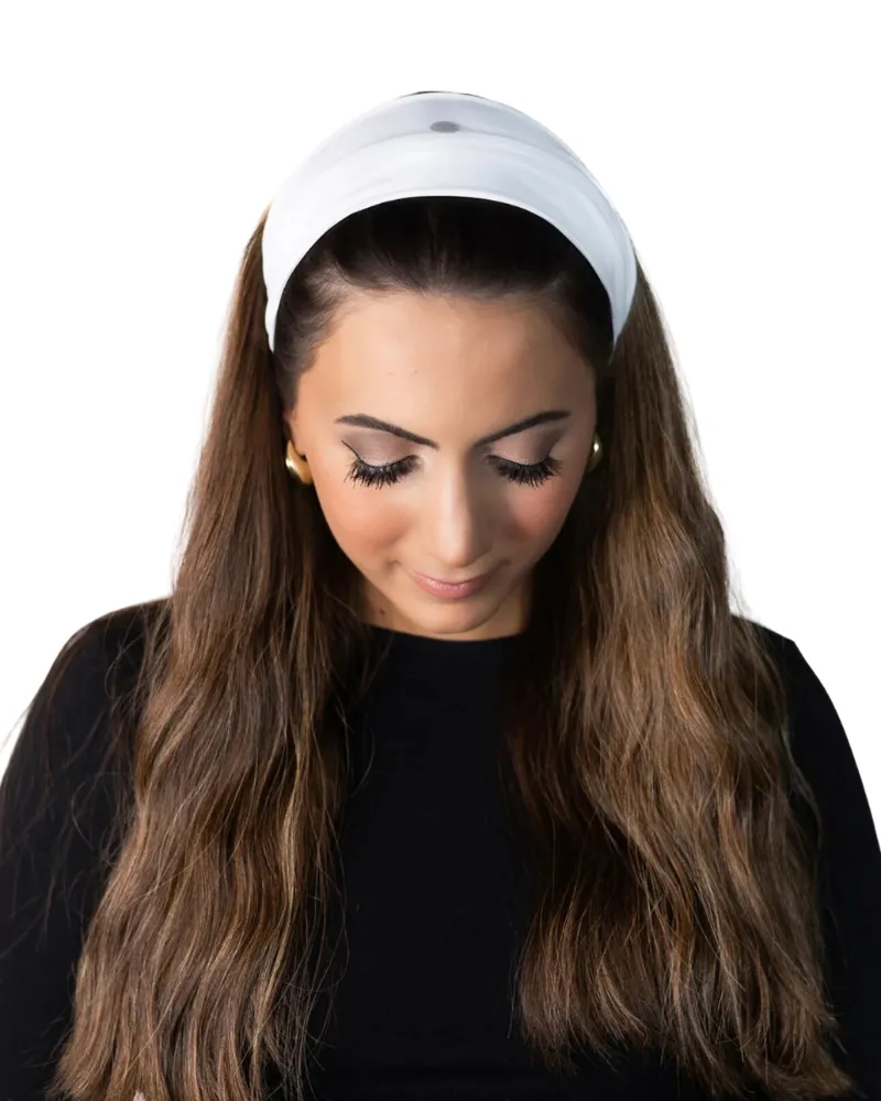 White Dri Fit Ribbed Non Slip Headband