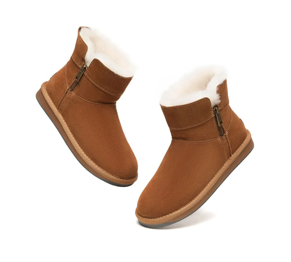 Women Boots Sheepskin Wool Side Zipper Malena