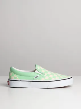 WOMENS CLASSIC SLIP ON - CHECKER GRN - CLEARANCE