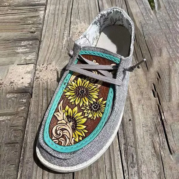 Women'S Cow Pattern Lace-Up Sneakers 44427188C