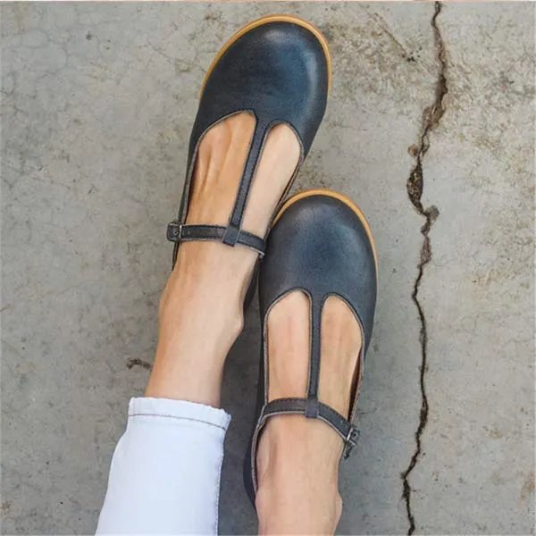 Women'S Vintage Round Toe Flats 23146364