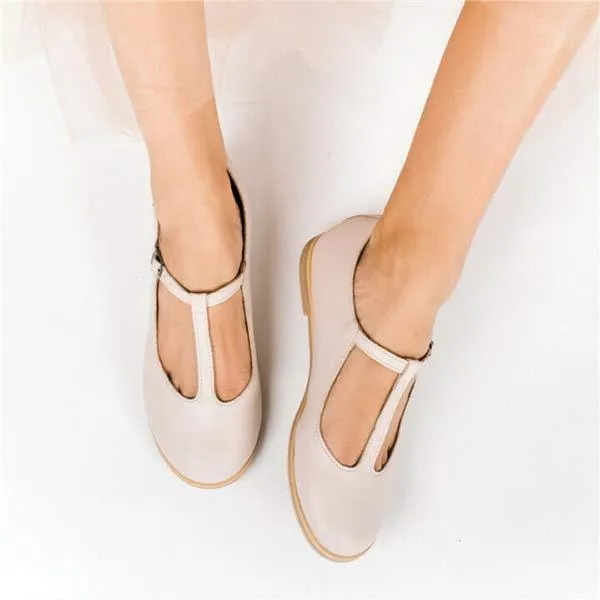 Women'S Vintage Round Toe Flats 23146364