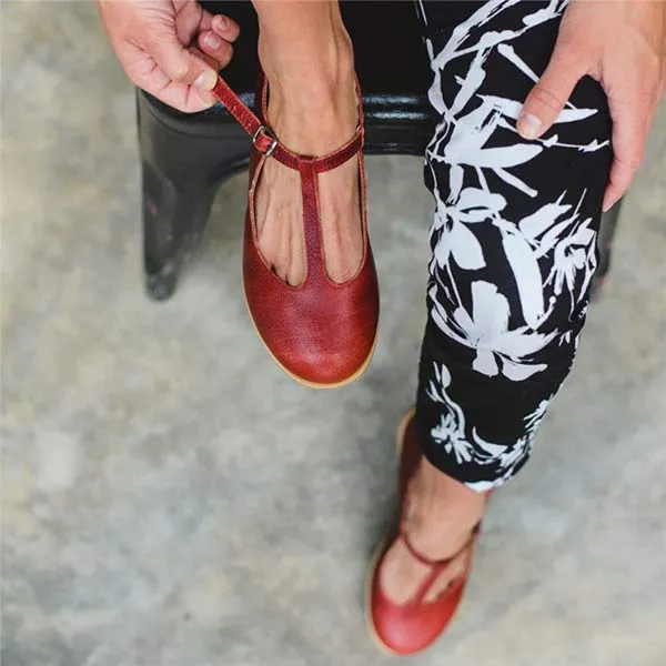 Women'S Vintage Round Toe Flats 23146364